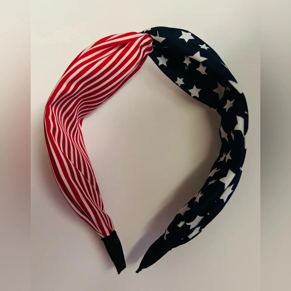 New Seasonal Collection Patriotic Headband Stars Stripes Red White Blue Cloth